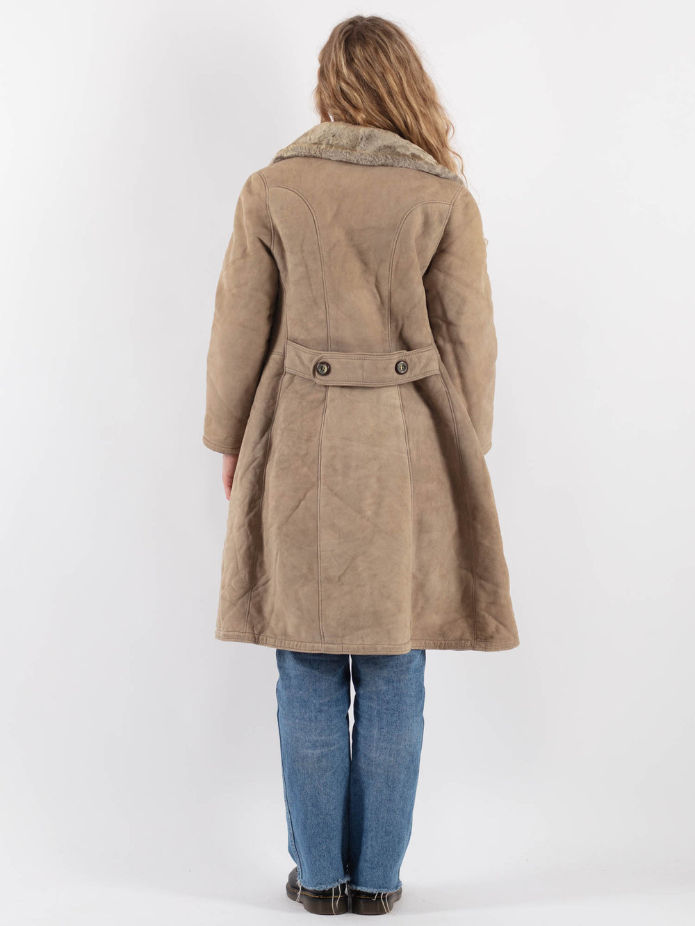 Vintage 70's Women Sheepskin Coat in BeigeV9286