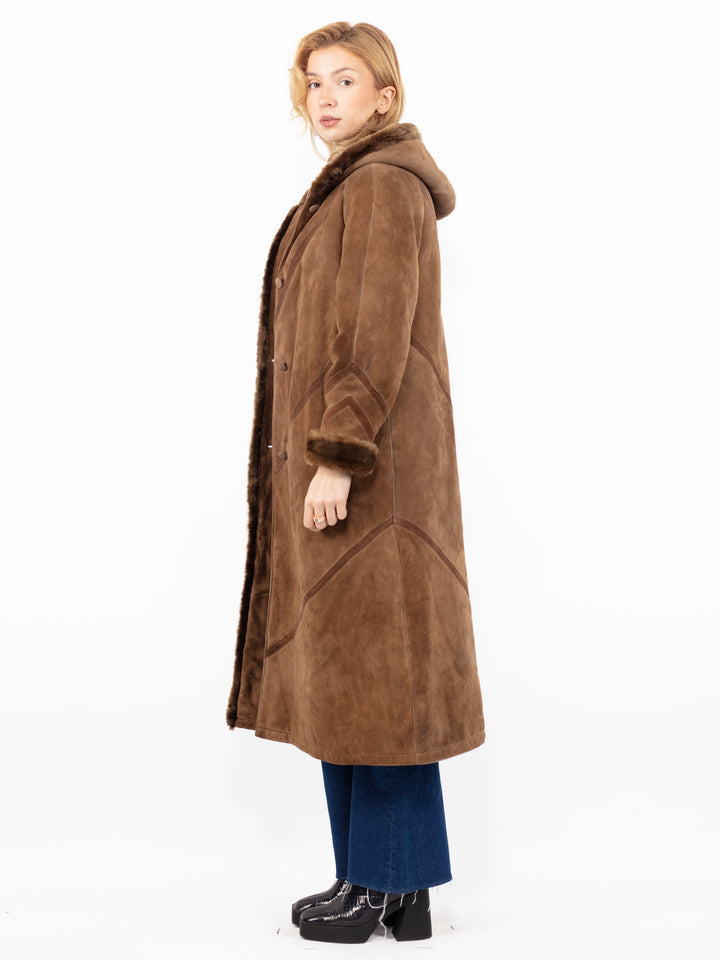 Vintage 70's Women Sheepskin Coat in BrownA0848