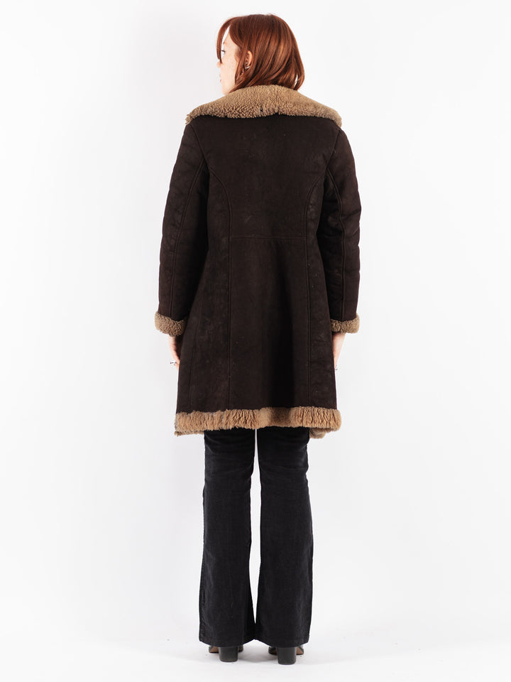 Vintage 70's Women Sheepskin Coat in Brown
