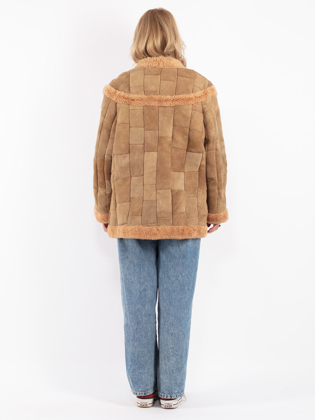 Vintage 70's Women Sheepskin Coat in Beige