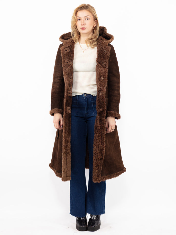 Vintage 70's Women Sheepskin Coat in BrownA0849