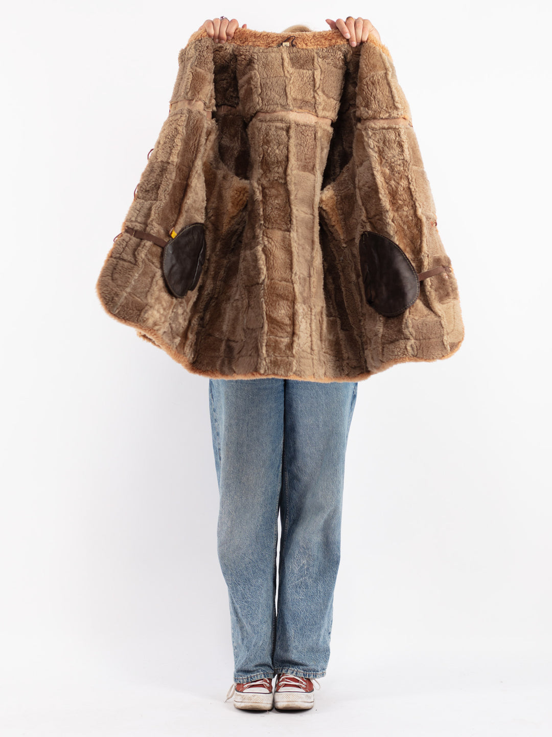 Vintage 70's Women Sheepskin Coat in Beige