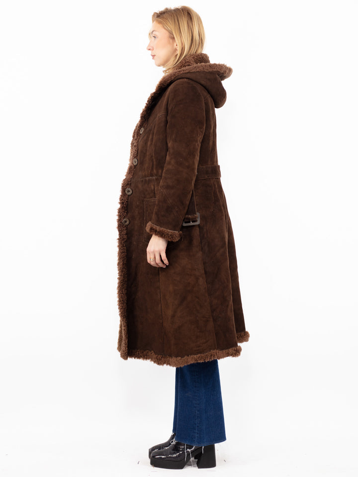 Vintage 70's Women Sheepskin Coat in BrownA0849