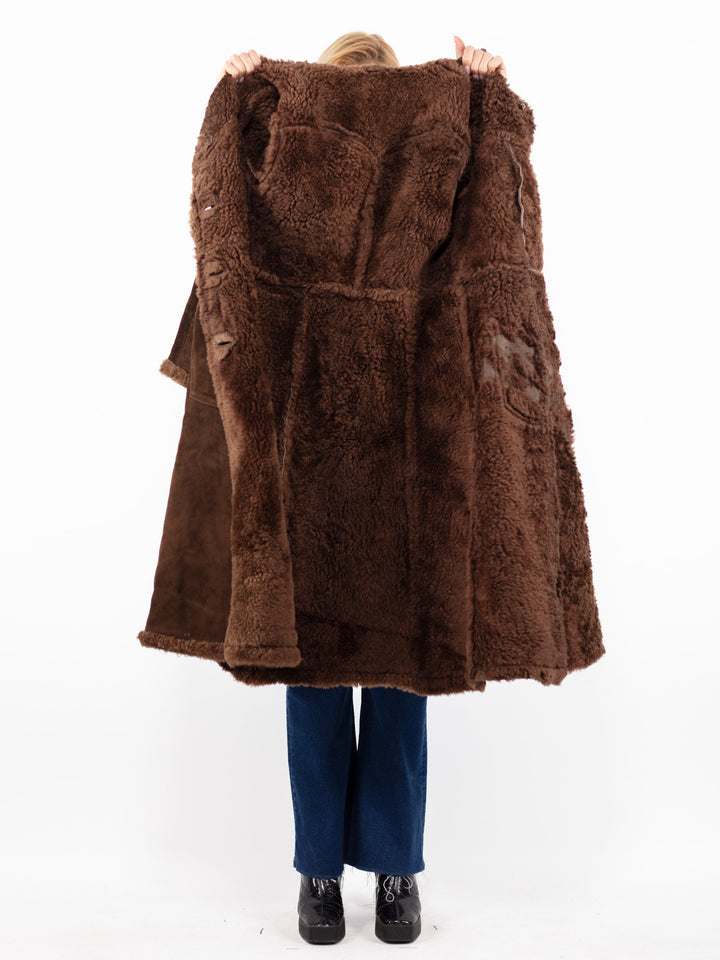 Vintage 70's Women Sheepskin Coat in BrownA0849