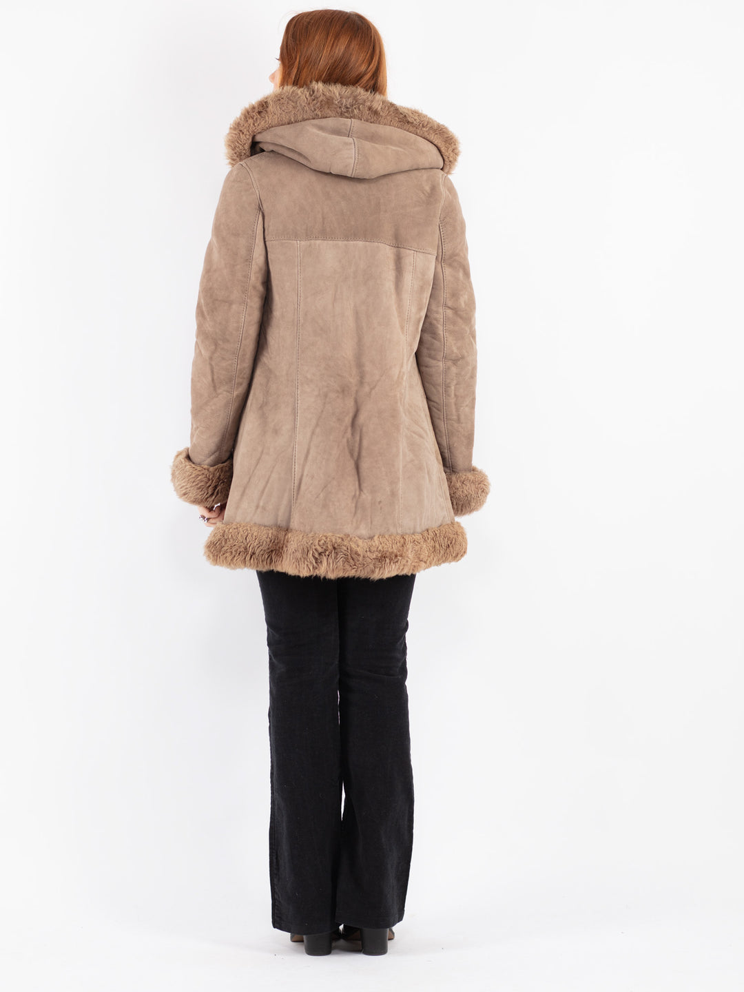 Vintage 70's Women Sheepskin Coat in Beige