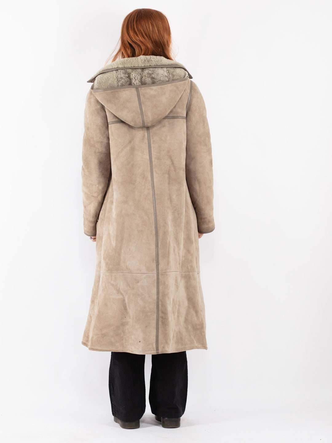 Vintage 70's Women Sheepskin Coat in Beige