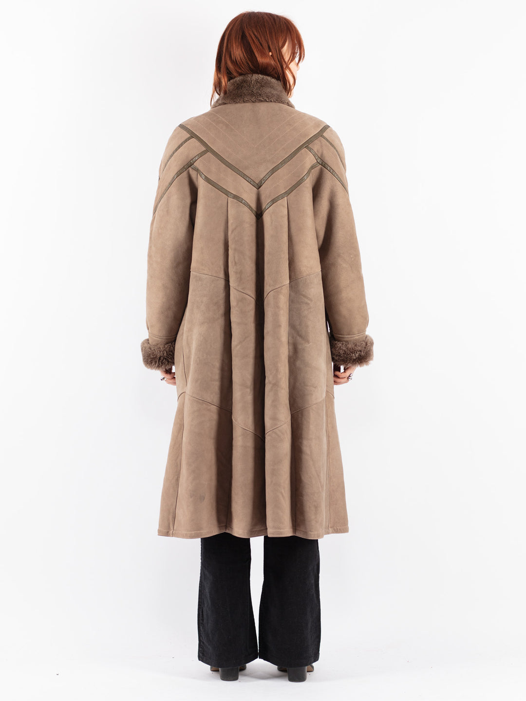 Vintage 70's Women Sheepskin Coat in Beige