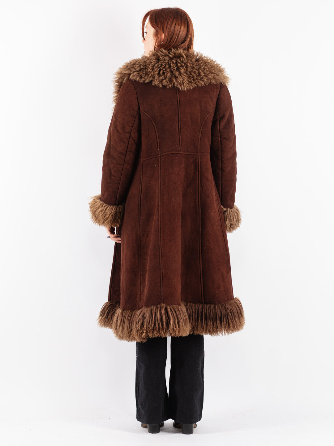 Vintage 70's Women Sheepskin Coat in Brown