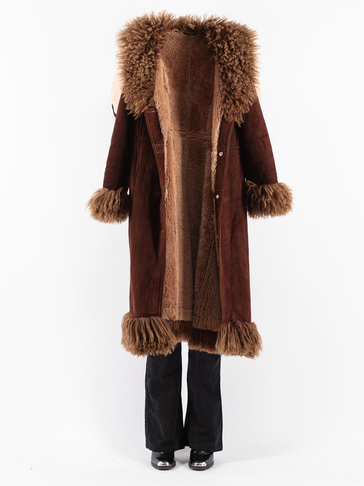 Vintage 70's Women Sheepskin Coat in Brown
