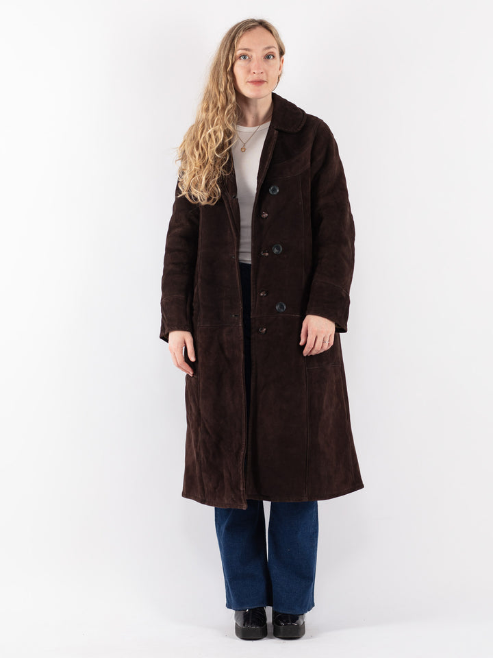 Vintage 70's Women Sheepskin Coat in Brown