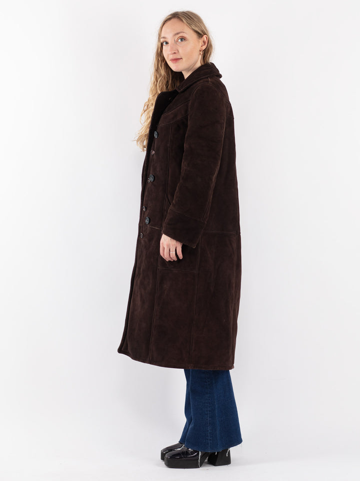 Vintage 70's Women Sheepskin Coat in Brown