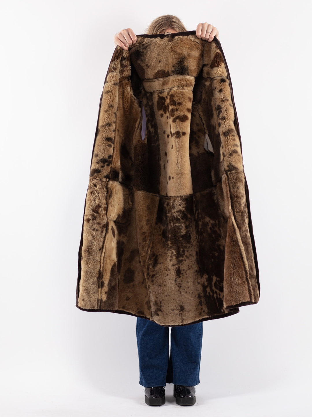 Vintage 70's Women Sheepskin Coat in Brown