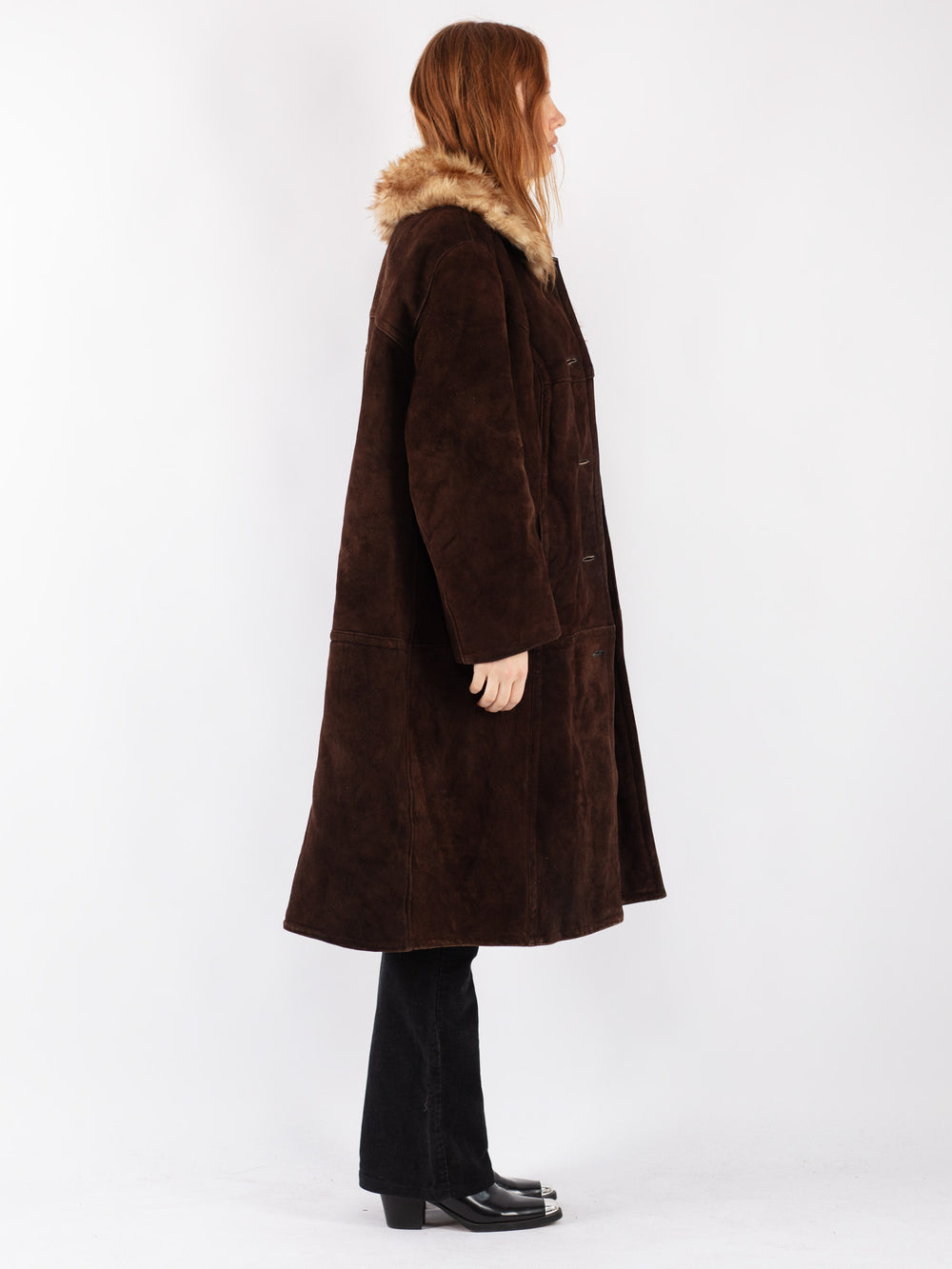 Vintage 70's Women Sheepskin Coat in Brown