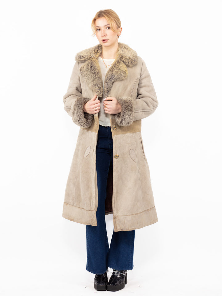 Vintage 70's Women Sheepskin Coat in BeigeA0853