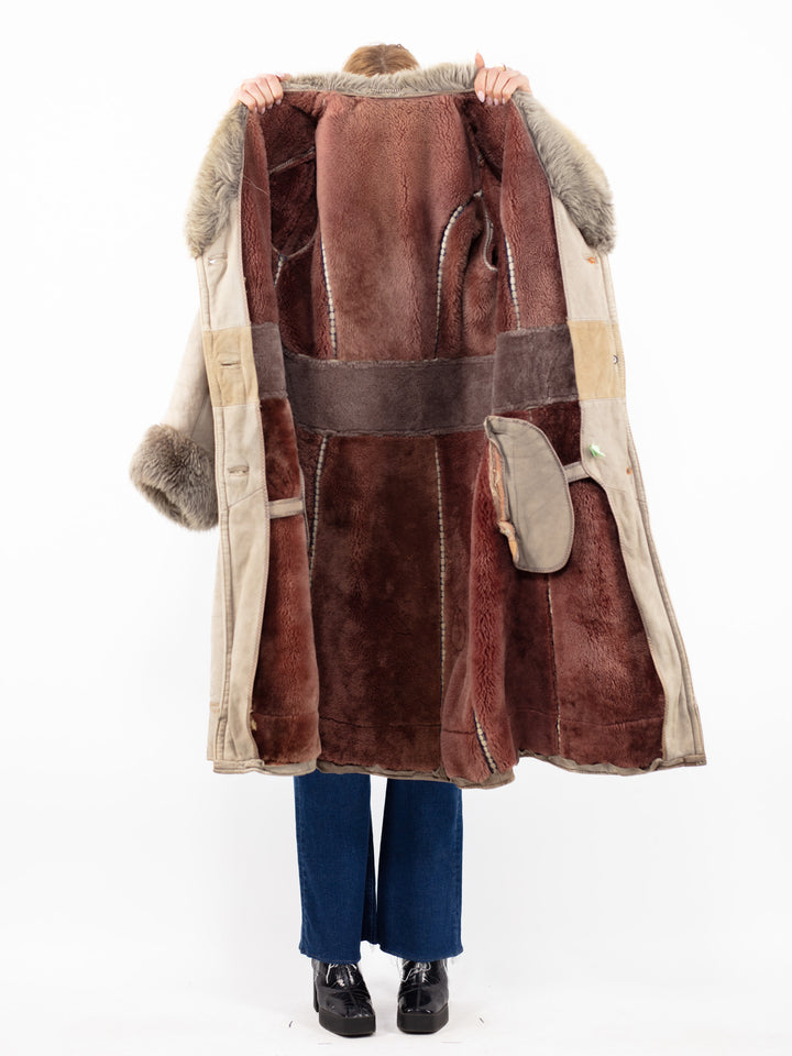 Vintage 70's Women Sheepskin Coat in BeigeA0853