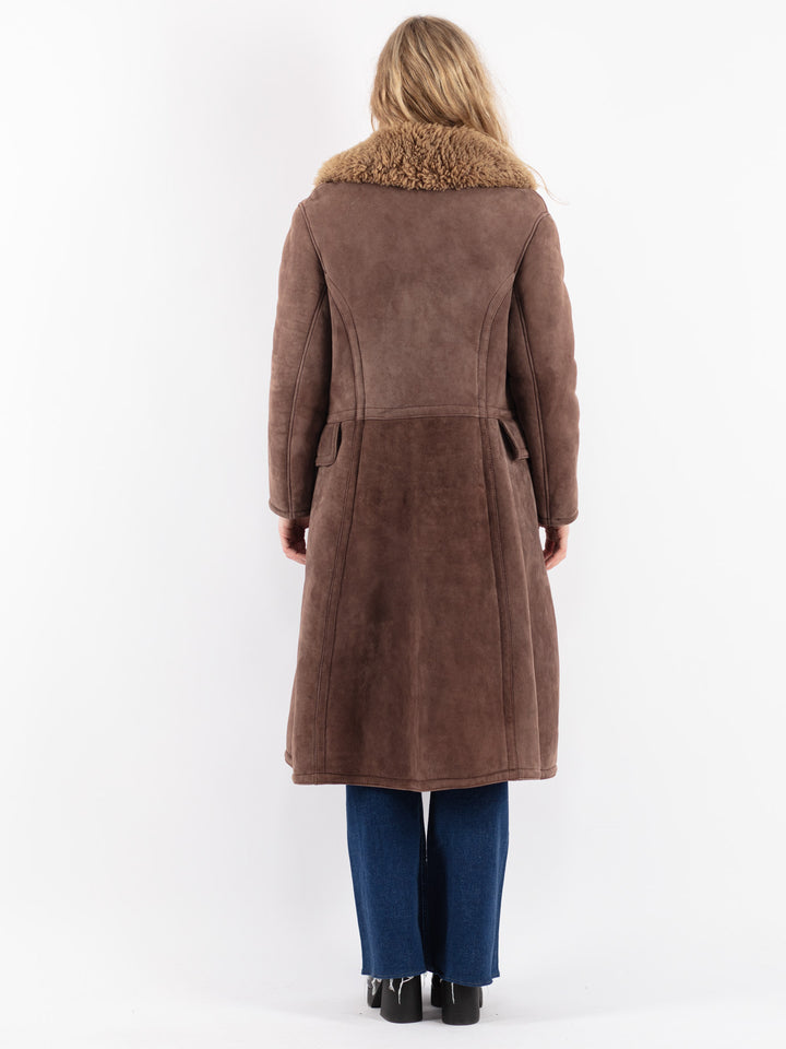 Vintage 70's Women Sheepskin Coat in Brown