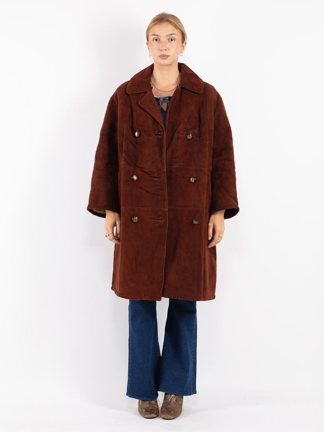 Vintage 70's Women Sheepskin Coat in Brown