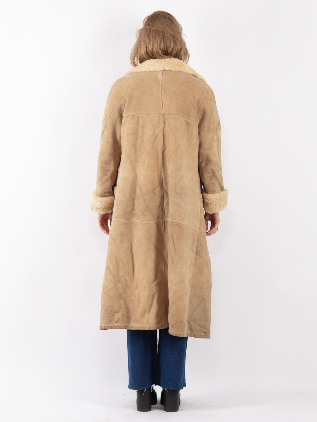 Vintage 70's Women Sheepskin Coat in Beige