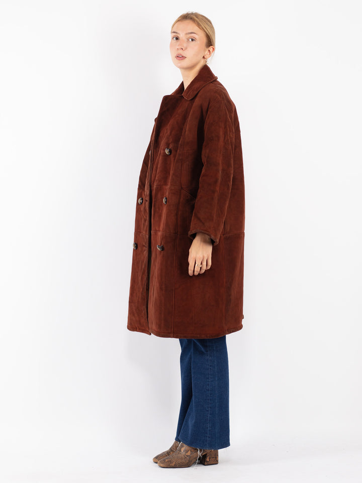 Vintage 70's Women Sheepskin Coat in Brown