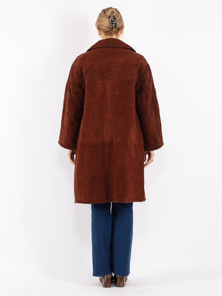 Vintage 70's Women Sheepskin Coat in Brown