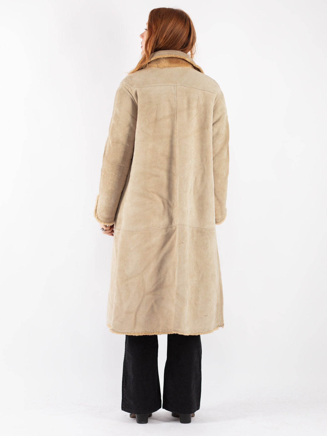 Vintage 70's Women Sheepskin Coat in Beige