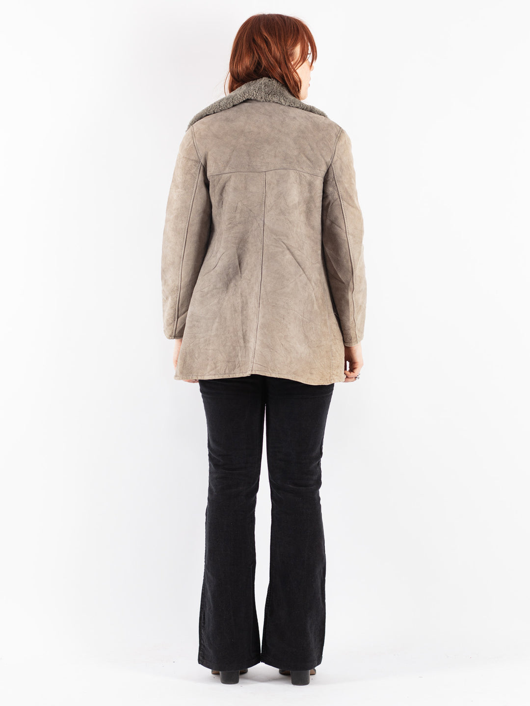 Vintage 70's Women Sheepskin Coat in Gray