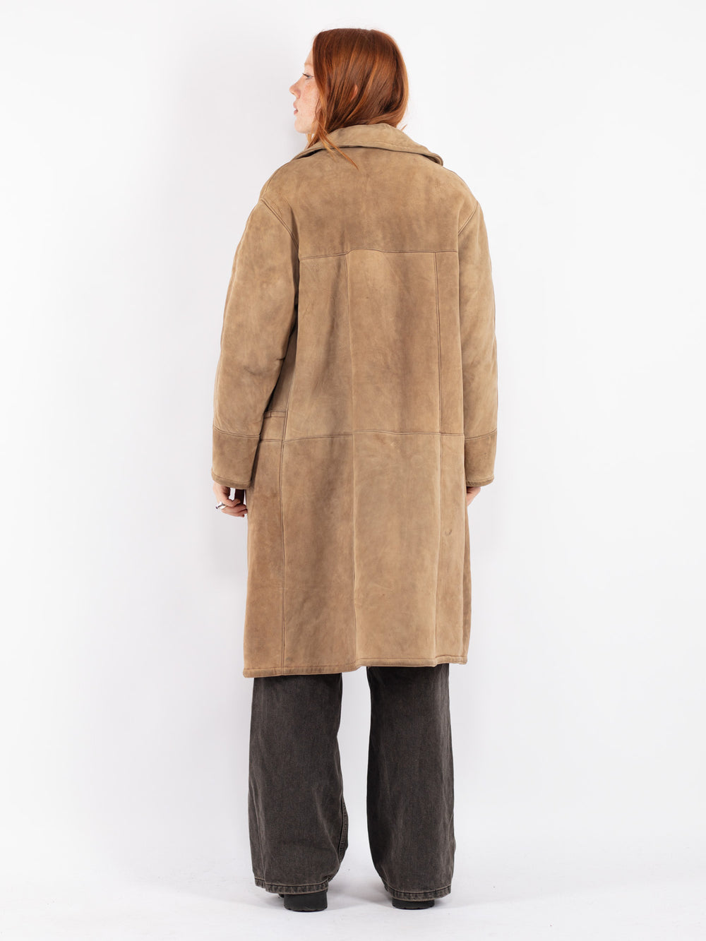Vintage 70's Women Sheepskin Coat in Beige