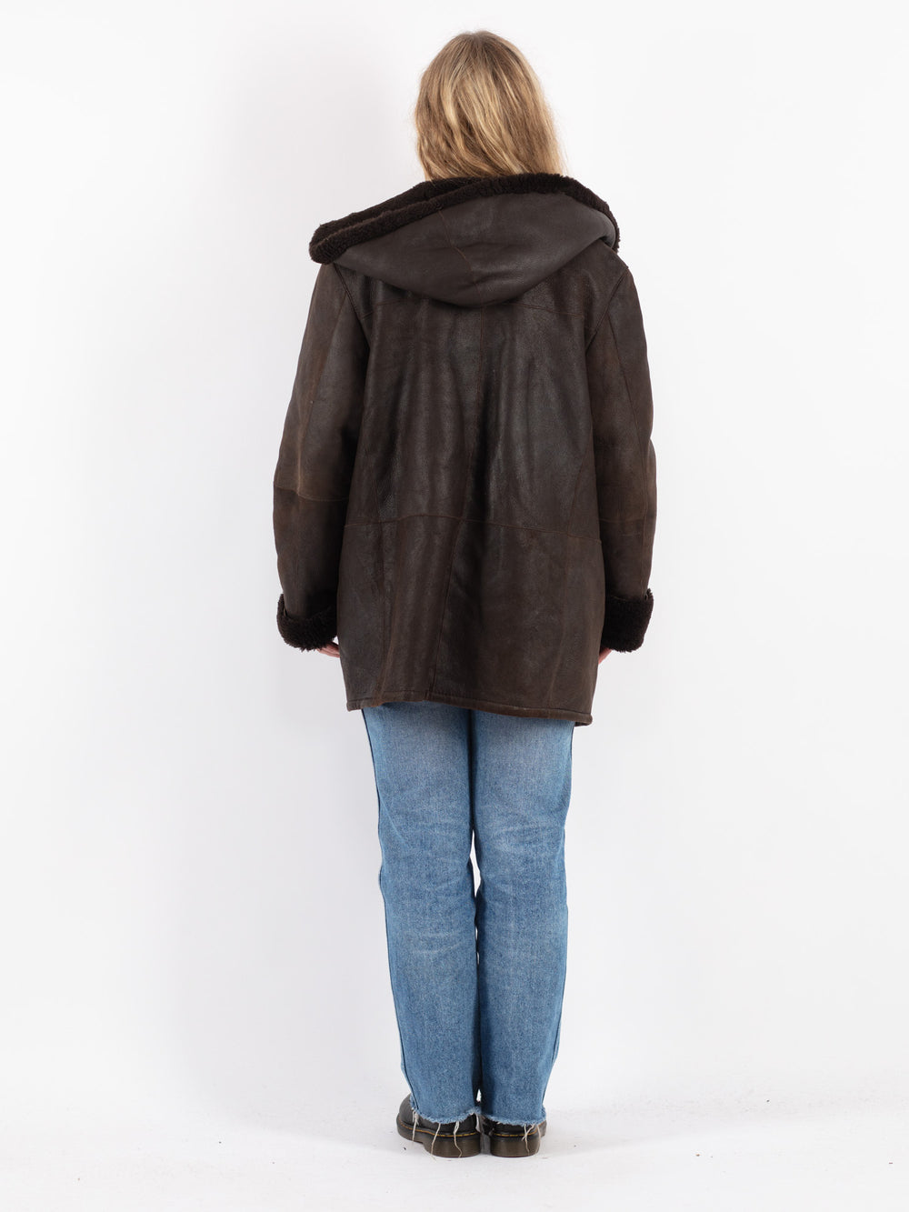 Vintage 80's Women Sheepskin Coat in Brown