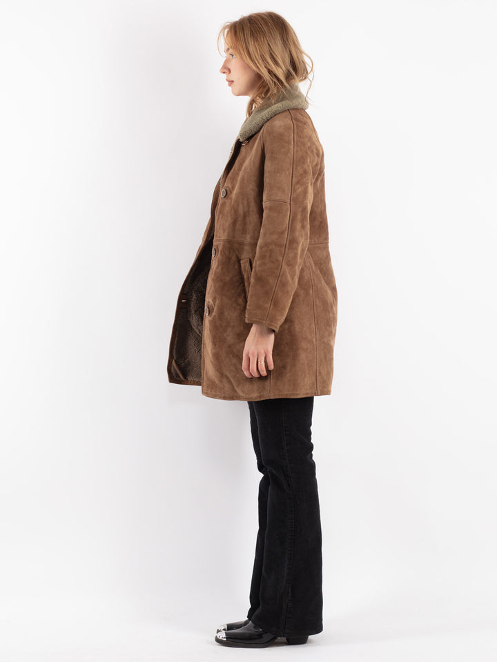 Vintage 70's Women Sheepskin Coat in Brown