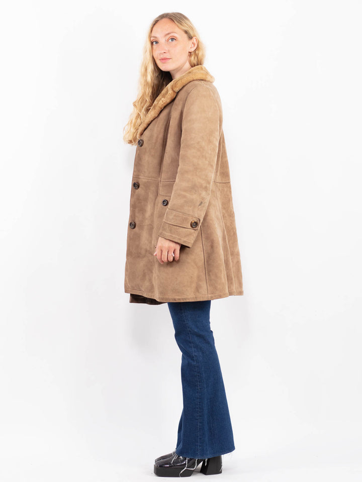 Vintage 70's Women Sheepskin Coat in BeigeA0488