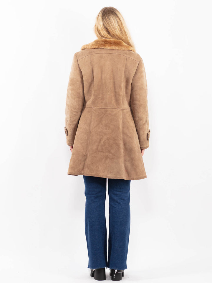 Vintage 70's Women Sheepskin Coat in BeigeA0488