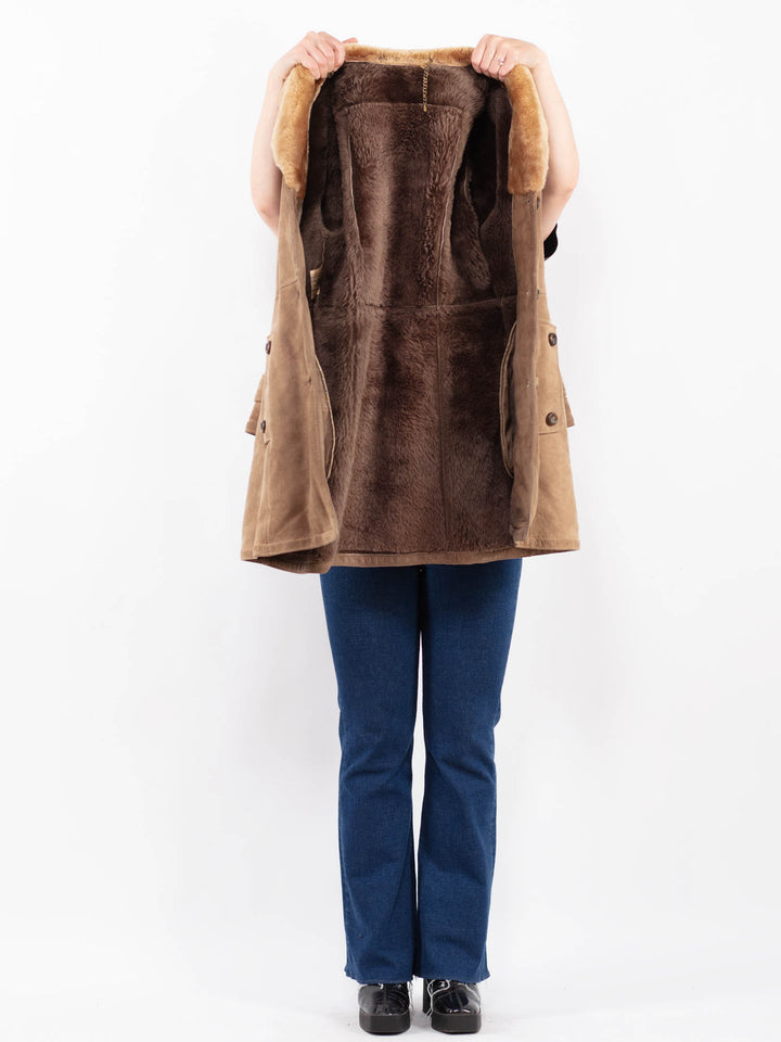Vintage 70's Women Sheepskin Coat in BeigeA0488
