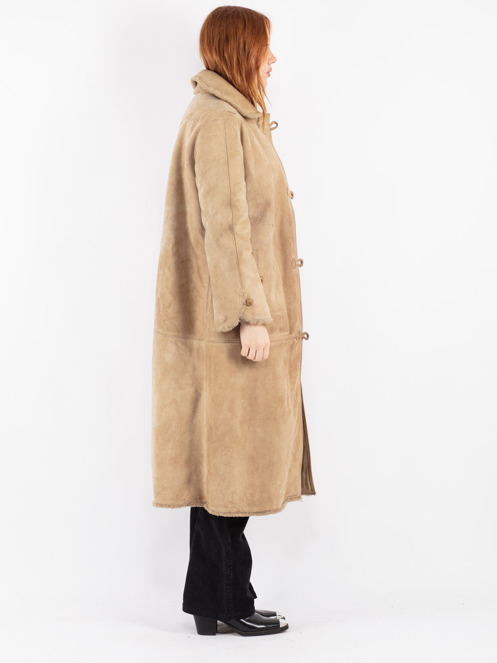 Vintage 70's Women Sheepskin Coat in Beige