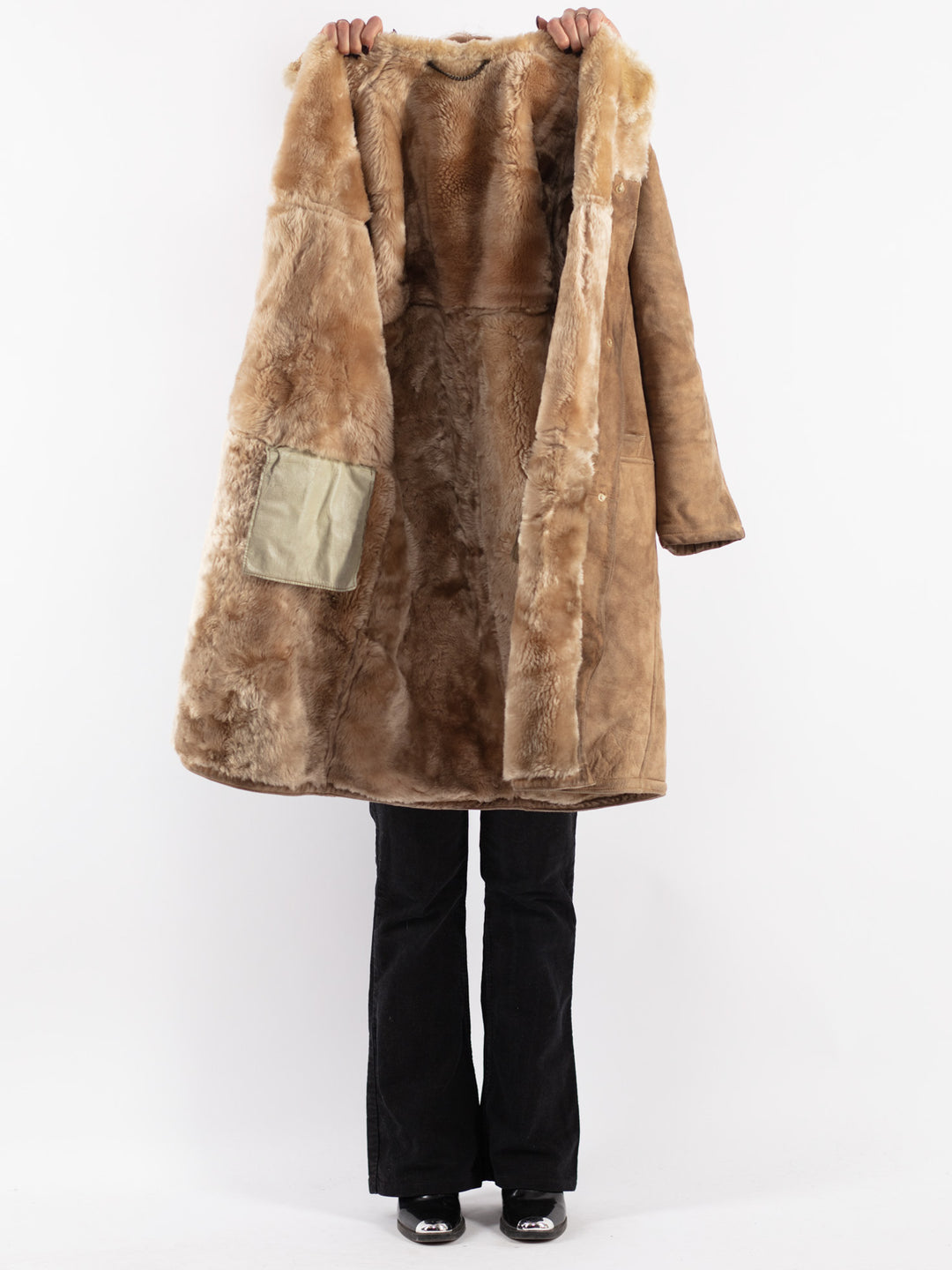 Vintage 70's Women Sheepskin Coat in Beige