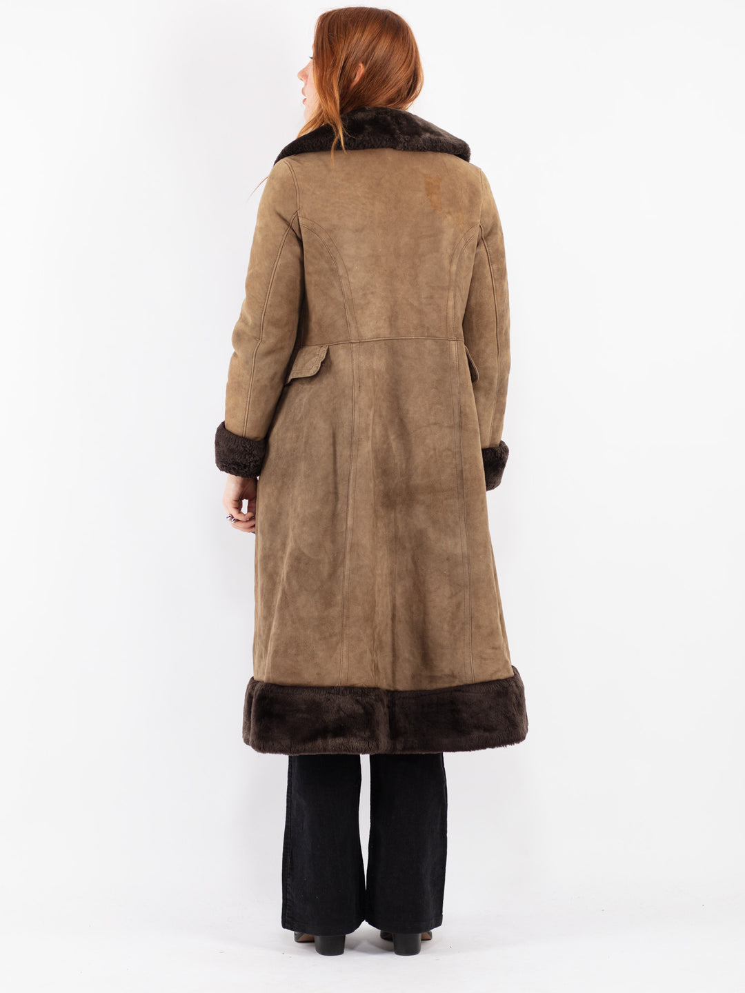 Vintage 70's Women Sheepskin Coat in Beige