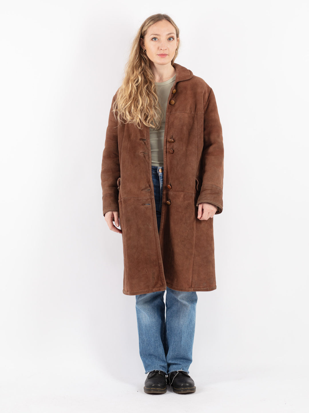 Vintage 70's Women Sheepskin Coat in Brown