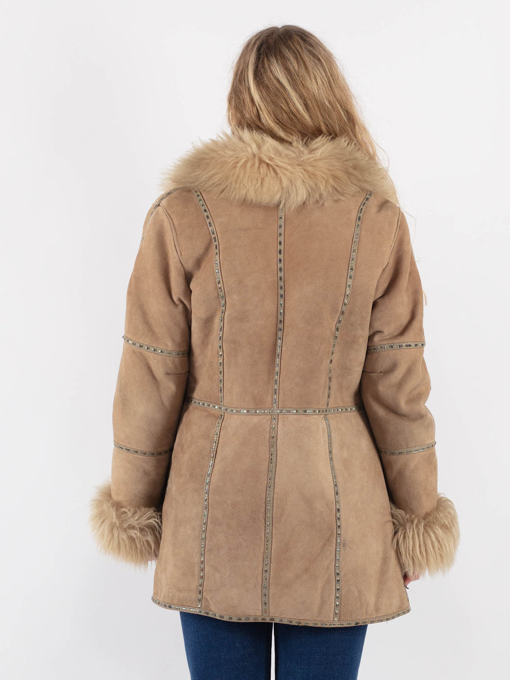Vintage 70's Women Sheepskin Coat in BeigeV9413