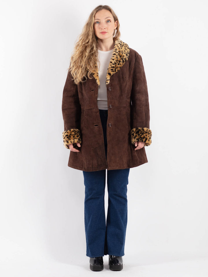 Vintage 70's Women Sheepskin Coat in BrownV9210