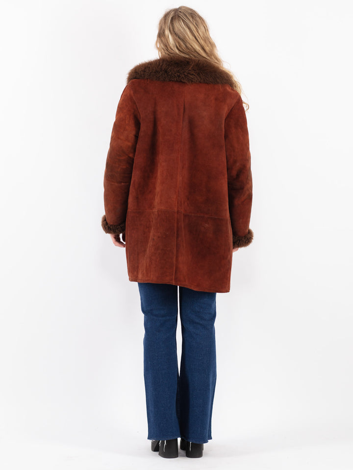 Vintage 70's Women Sheepskin Coat in Brown