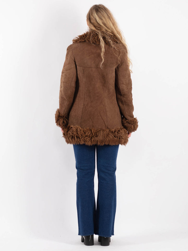 Vintage 70's Women Sheepskin Coat in BrownV9211
