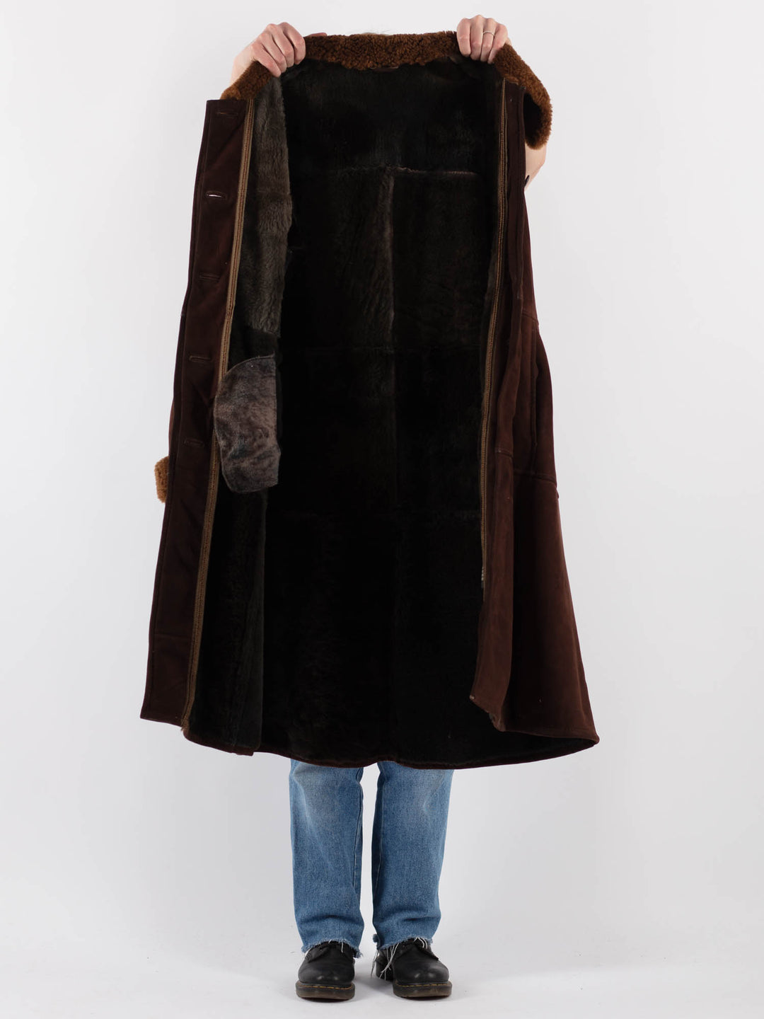 Vintage 70's Women Sheepskin Coat in Brown