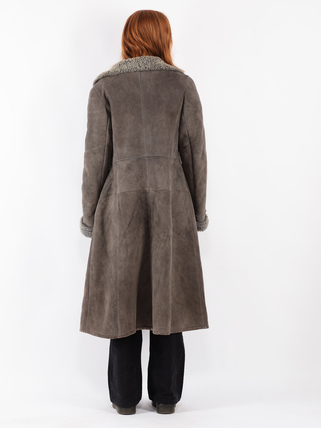 Vintage 70's Women Sheepskin Coat in Gray