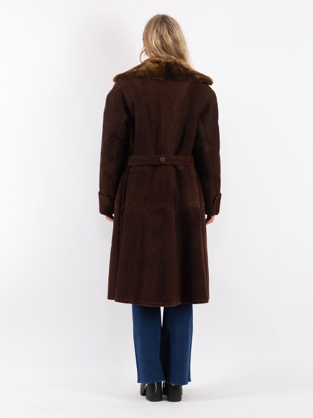 Vintage 70's Women Sheepskin Coat in Brown