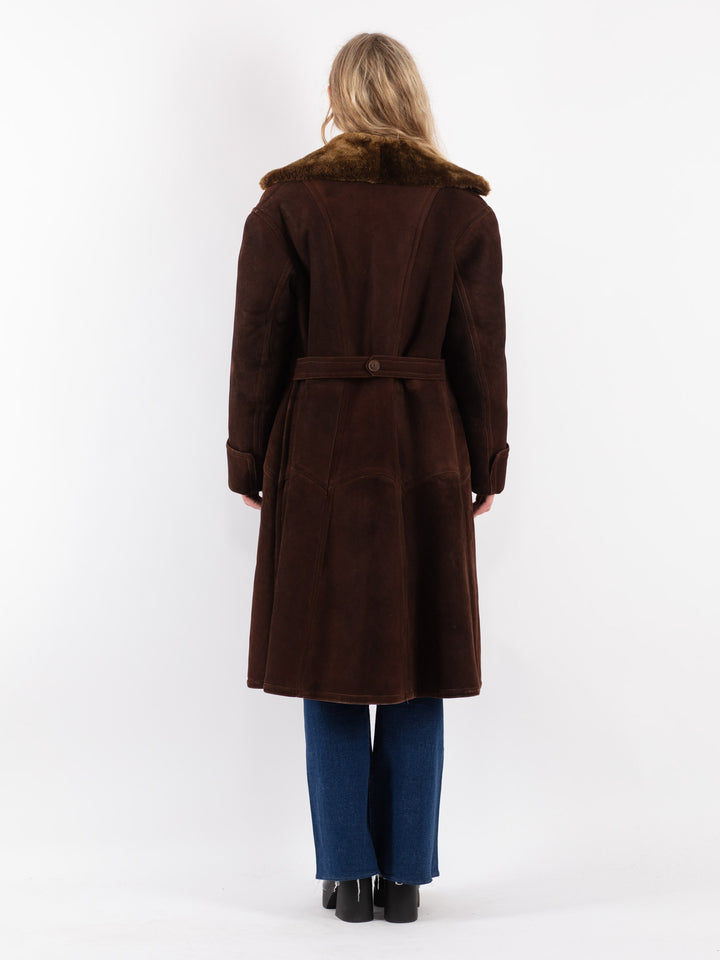 Vintage 70's Women Sheepskin Coat in Brown