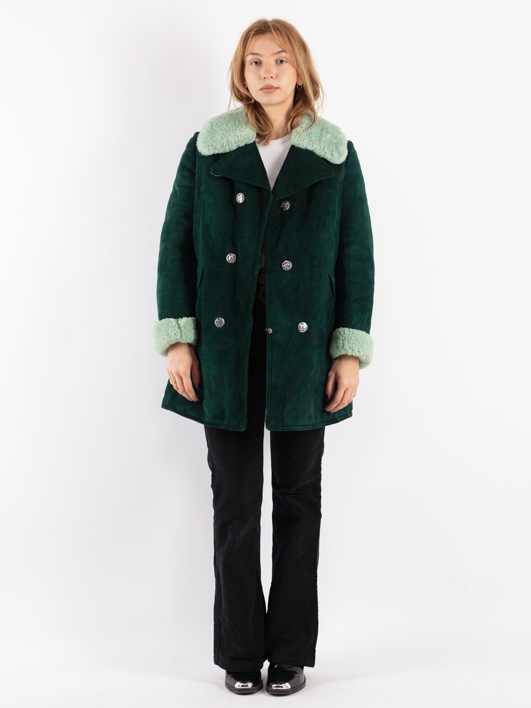 Vintage 70's Women Sheepskin in Green