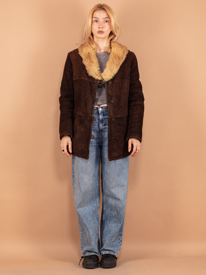 Vintage 70's Women Sheepskin Coat in Brown - NorthernGrip