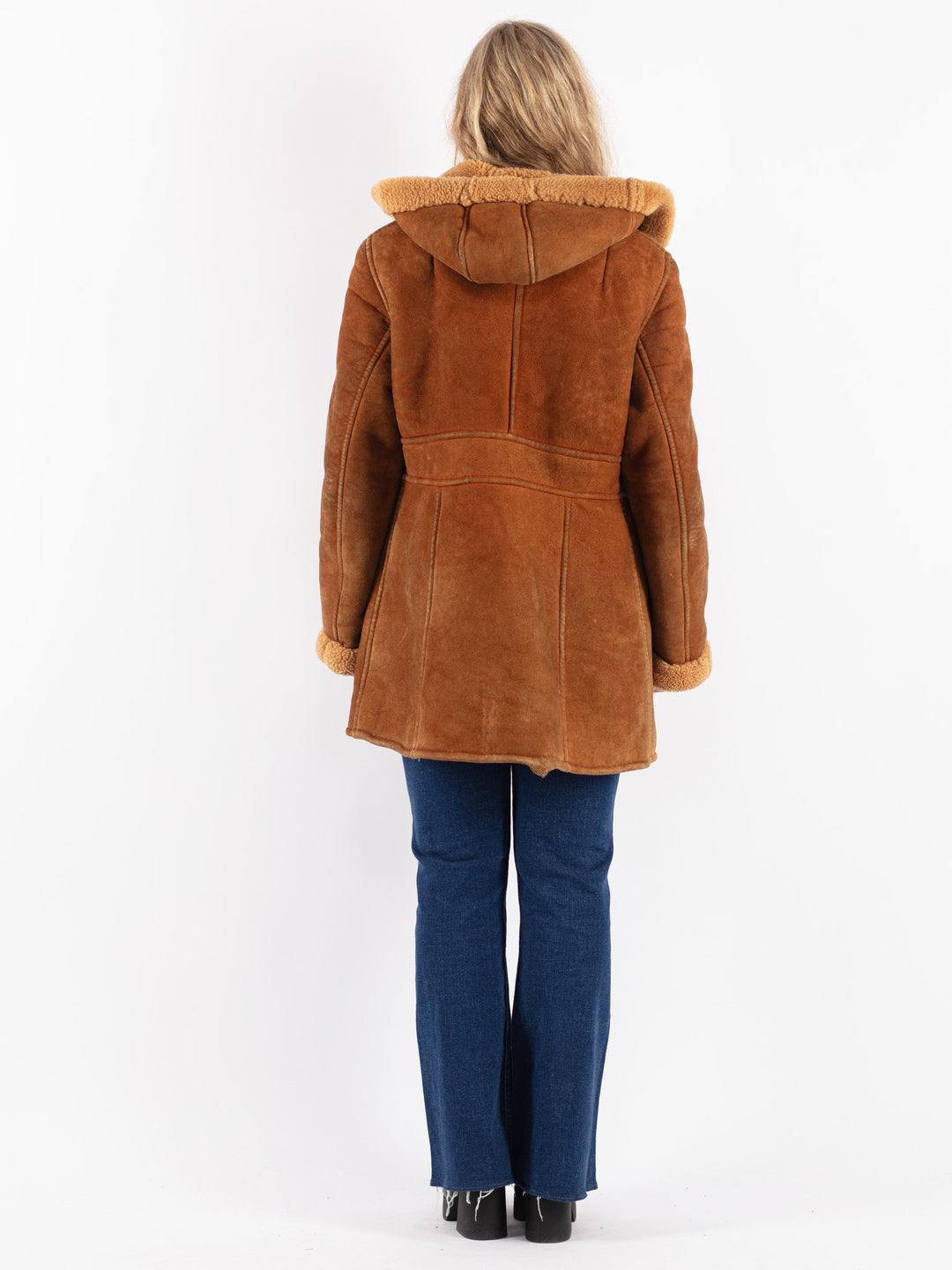 Vintage 70's Women Sheepskin Coat in Brown