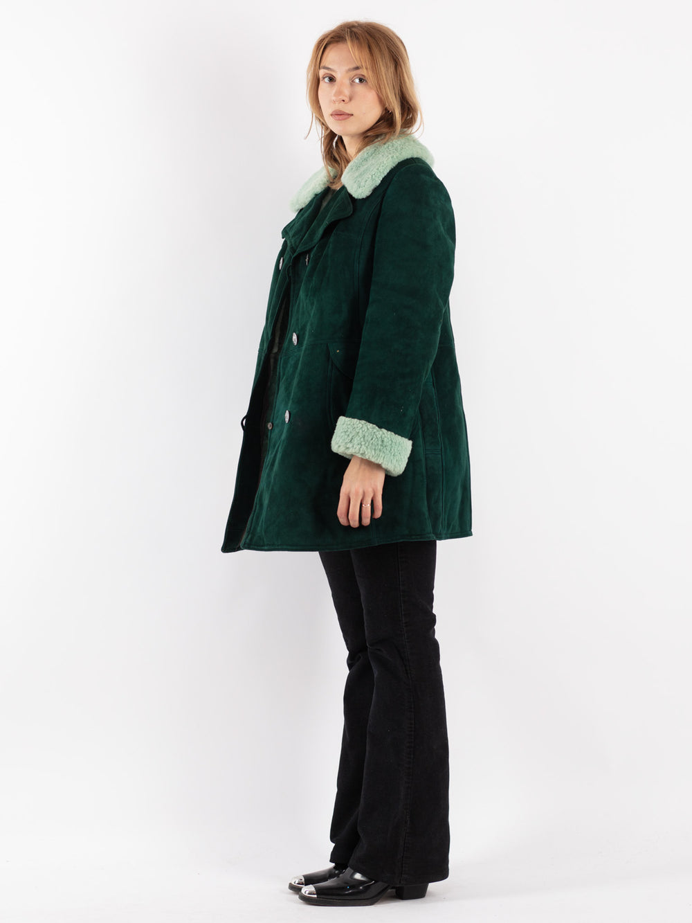 Vintage 70's Women Sheepskin in Green