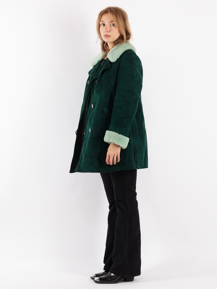 Vintage 70's Women Sheepskin in Green
