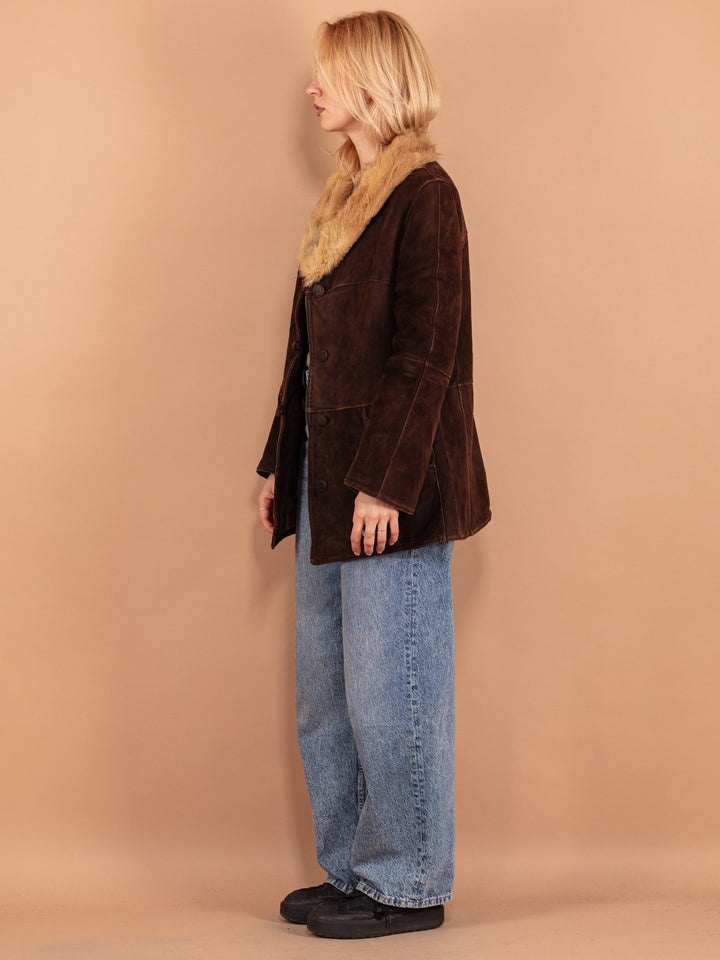 Vintage 70's Women Sheepskin Coat in Brown - NorthernGrip